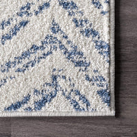 Geometric Ivory Blue Area Rug