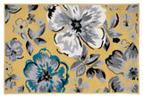 Floral Yellow Gray Teal Blue Area Rugs