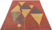 Modern Art Abstract Red Gold Area Rug