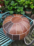 Boho Handmade Faux PU Leather Moroccan Pouf Footstool Ottoman Leather Poufs Unstuffed