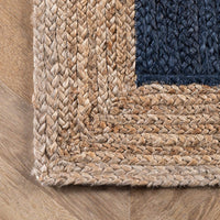 Hand Woven Jute Area Rug, Blue
