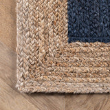 Hand Woven Jute Area Rug, Blue