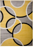 Contemporary Abstract Circles Soft Mustard Yellow Gray Area Rug