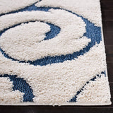 Premium Swirl Thick Plush Cream/Blue   Area Shag Rug