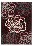 Floral Gray/Grey Burgundy White Area Rug