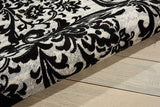 Damask Contemporary Soft Area Rug, Black/White