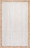 Hand Woven Jute Area Rug, White