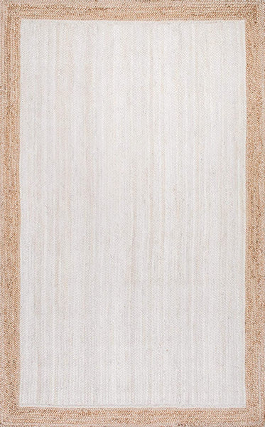 Hand Woven Jute Area Rug, White