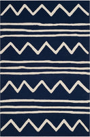 Kids Collection SFK907N Handmade Moroccan Wool Area Rug Navy / Ivory