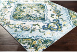 Antioch Bohemian Medallion Area Rug, Grass Green/Aqua