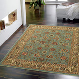 Oriental Sage Green/Aqua Blue Runner Soft Area Rug, Non-Skid