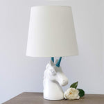 Simple Designs 16"H Sparkling Blue and White Unicorn Accent Table Lamp