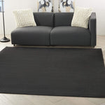 Solid Contemporary Black Indoor/Outdoor Area Rug