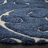 Premium Swirl Thick Plush  Dark Blue/Cream   Area Shag Rug