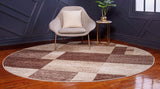 Warm Toned Checkered Beige Light Brown Area Rugs