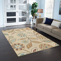 Maples Floral Non Skid Washable Beige Multi Area Rug