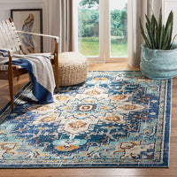 Boho Chic Medallion Distressed Soft Area Rug, Blue / Light Blue