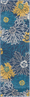 Floral Blue Grey Yellow Soft Area Rug