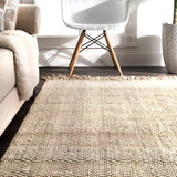 Natural Wavy Chevron Jute Area Rug