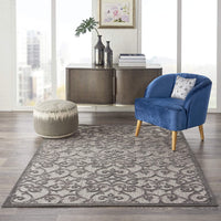 Floral Grey Charcoal Indoor/Outdoor Area Rug