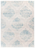 Floral Damask Ivory Gray Light Blue Area Rug