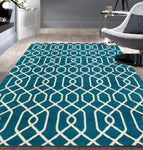 Modern Trellis Blue White Area Rugs