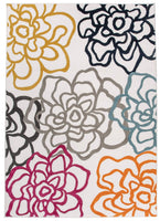 Floral White Multi-Color Area Rug