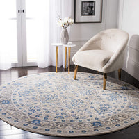 Damask Trellis Soft Area Rug, Light Grey / Blue