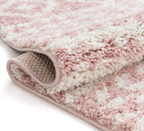 Tribal Diamond Stripes Pink Soft Shag Area Rug