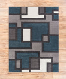 Modern Geometric Blue Gray Comfy Hand Carved Area Rugs