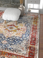 Modern Floral Persian Design Yellow Red Blue Area Rug
