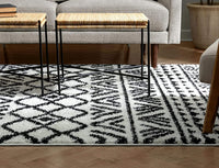 Tessa Ivory Moroccan Shag Diamond Trellis Pattern Soft Area Rug