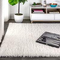 Aydin Plush Shag Mingled Gray/Ivory Soft Area Rug