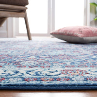 Damask Trellis Soft Area Rug, Navy / Red