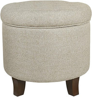 Pop by Kinfine Fabric Upholstered Round Storage Ottoman - Velvet Button Tufted Ottoman with Removable Lid, Burgundy