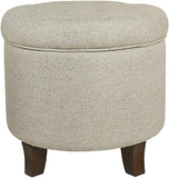 Pop by Kinfine Fabric Upholstered Round Storage Ottoman - Velvet Button Tufted Ottoman with Removable Lid, Burgundy