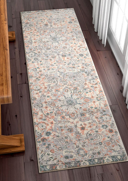 Sakalar Grey Floral Medallion Washable Rug – Loopsie