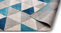 Isometry  Modern blue grey Geometric Triangle Pattern Soft Area Rug