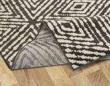 Contemporary Geometric Charcoal Gray Ivory Area Rugs
