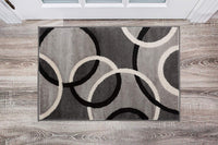 Contemporary Abstract Circles Soft Gray Area Rug