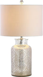 Emilia Trellis Pattern Glass LED Table Lamp Silver