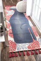 Thomas Paul Printed Flatweave Cotton Fabled Whale Runner Soft Area Rug Multi