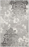 Silver and Ivory Contemporary Chic Damask Soft Area Rug