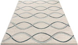 Stripes Solid Geometric Ivory Blue Grey Area Rug