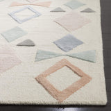 Kids Collection Handmade Geometric Wool Area Rug Ivory / Multi