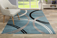 Contemporary Circles Pattern Light Blue Gray Soft Area Rugs