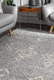 Moroccan Diamond Tassel Grey Soft Plush Shag Area Rug