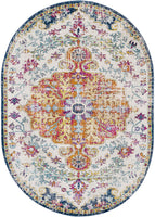 Traditional Medallion Orange/Navy Soft Area Rug