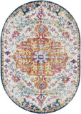 Traditional Medallion Orange/Navy Soft Area Rug