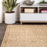 JONATHAN Y Hira Hand Woven Diamond Chunky Jute Natural soft Area Rug